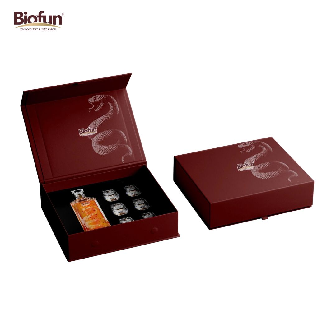 Hộp quà tặng Rượu đông trùng hạ thảo Biofun Tết 2025 1
