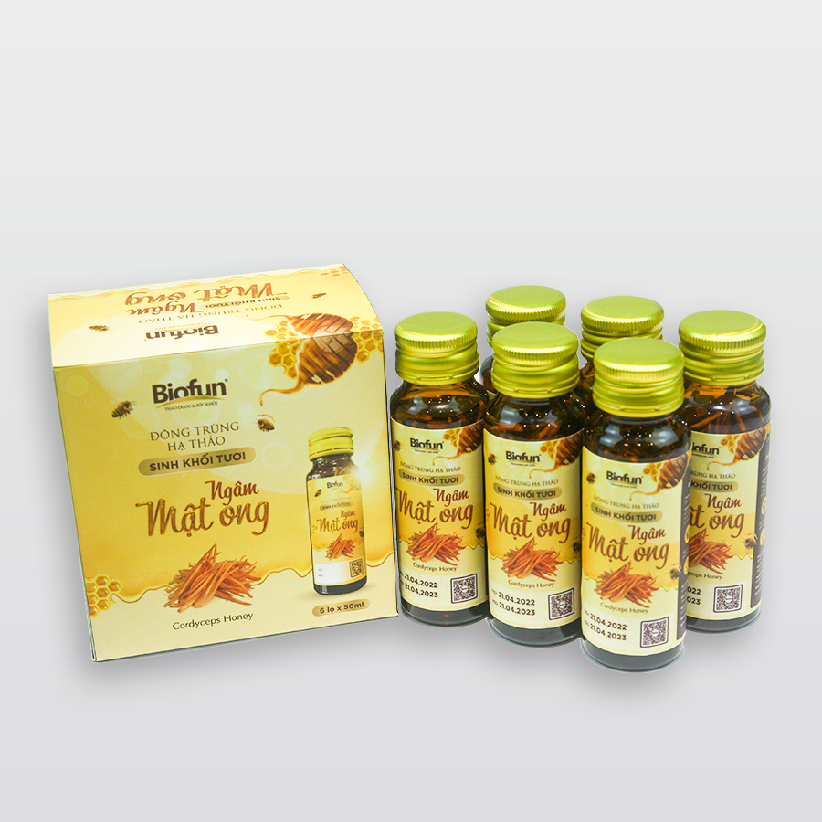 Đông trùng hạ thảo sinh khối tươi ngâm mật ong hộp 6 lọ